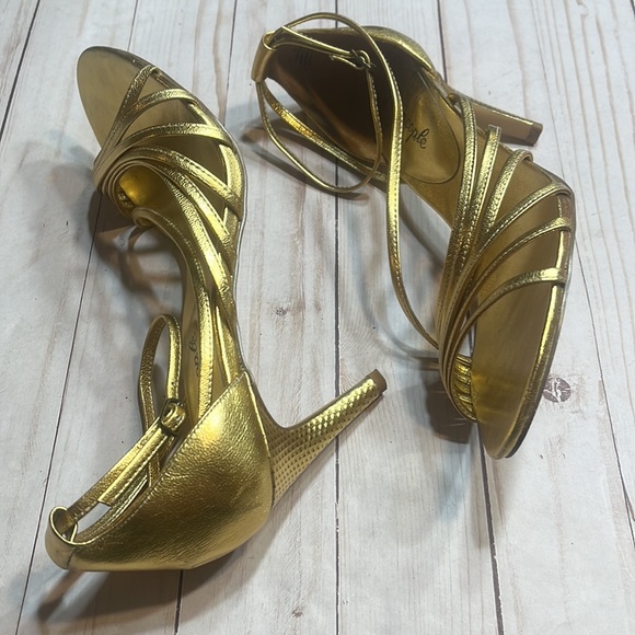 Free People Gold Strap 3-1/2” Heels - Picture 3 of 10